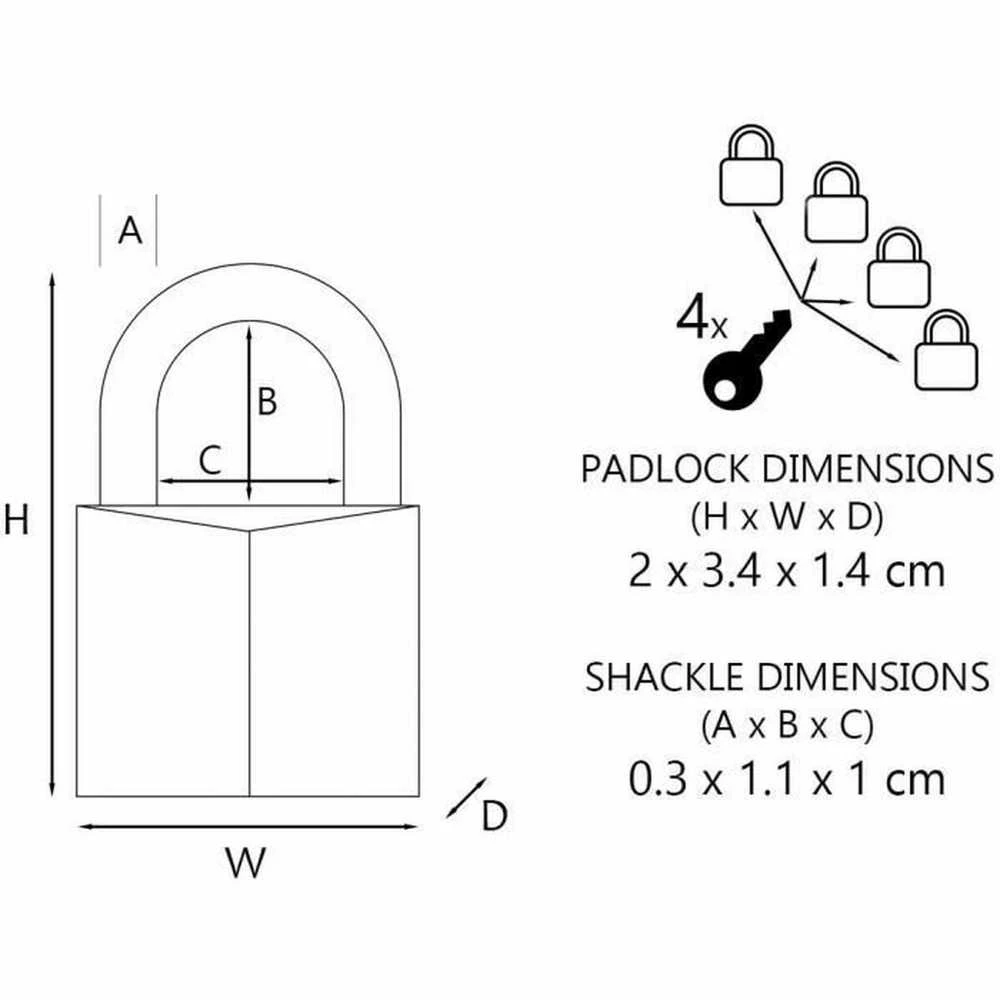 Master Lock 4 Pakabinamos spynos 20mm 9120EURQCOLNOP