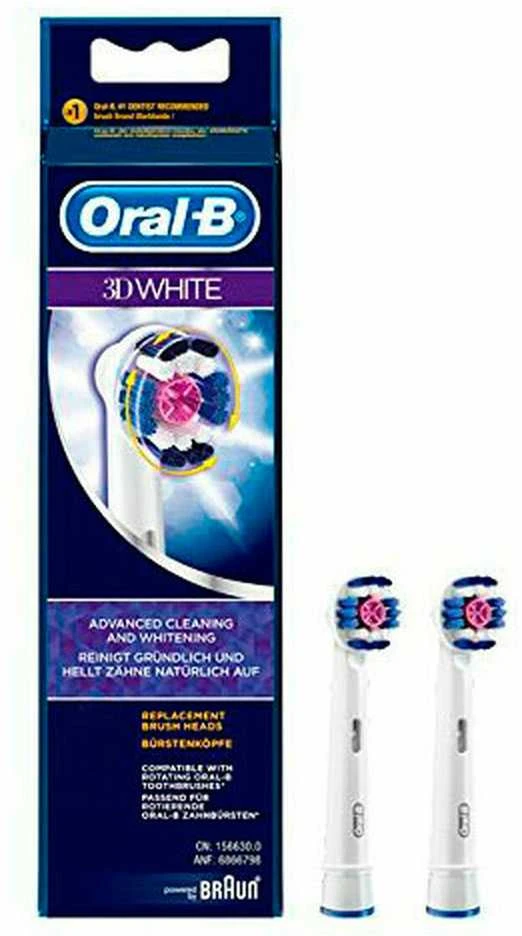 Oral-B Braun EB18-2 3D Baltas Elektrinio Dantų Šepetėlio Galvutės