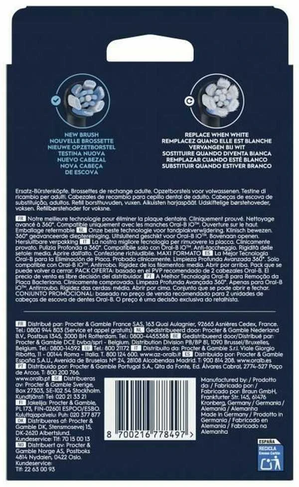„Oral B iO“ serijos „Ultimate Clean Juodas“ keičiamos dantų šepetėlio galvutės – juodos – 8 vnt.