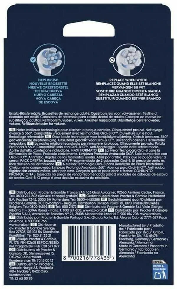 „Oral B iO“ serijos „Ultimate Clean“ keičiamos dantų šepetėlio galvutės – baltos – 8 vnt.
