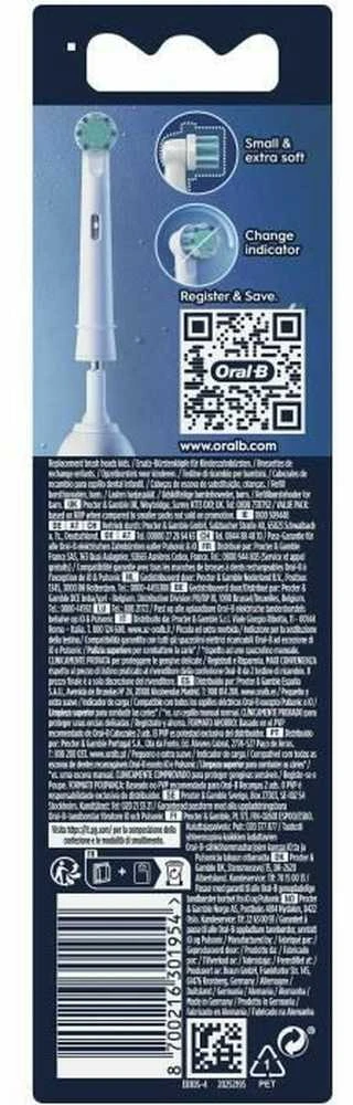 Oral-B šepetėlių galvutės pakuotės galinė pusė