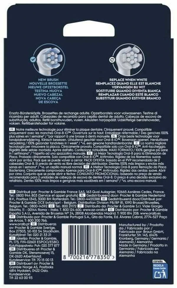 „Oral B iO“ serijos „Gentle Care“ keičiamos dantų šepetėlio galvutės – baltos – 8 vnt.