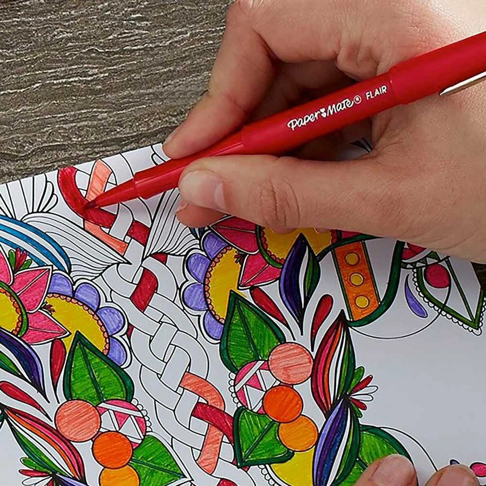 Papermate Flair, Raudona, Medium, Raudona, Vanduo-based ink, 1 mm, Metal