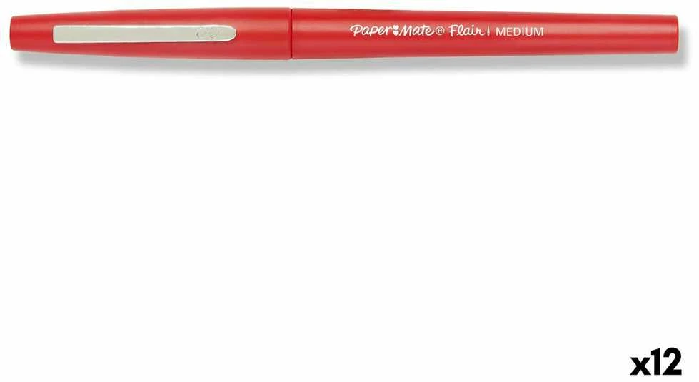 Raudonas Papermate Flair flomasteris su užsegama kepurėle