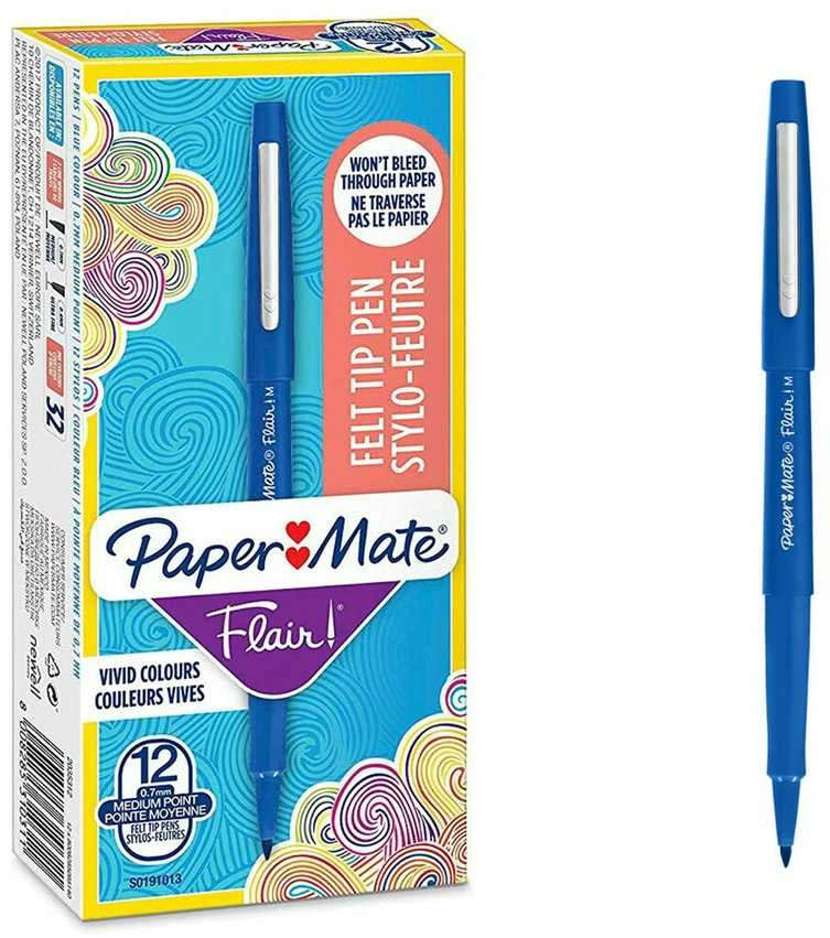Papermate Flair mėlynas rašiklis su pakuote