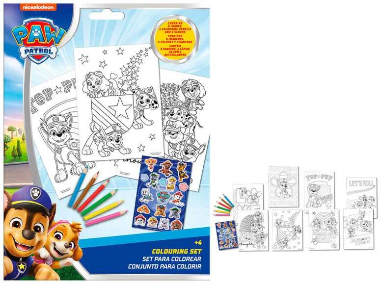 Kids Licensing Paw Patrol Sticker Colouring set
