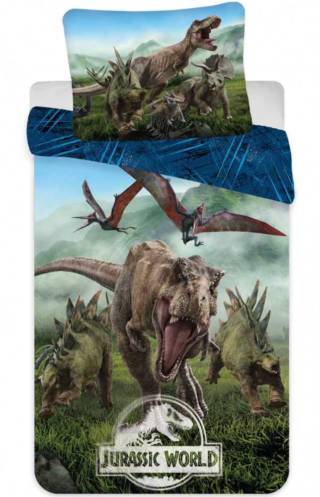 Patalynė bawełniana 140x200 Park Jurajski dinozaury las góry 6779 Jurassic Park poszewka 70x90