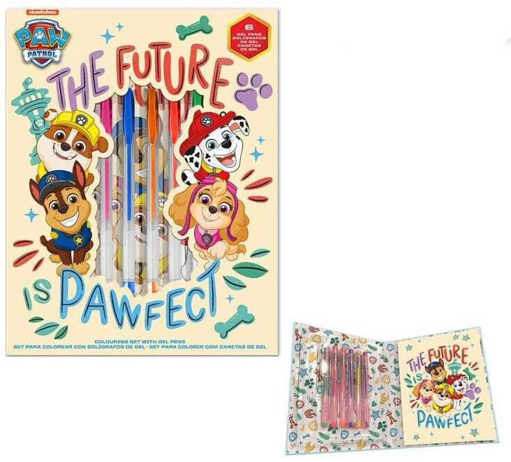 Kids Euroswan „Paw Patrol“ rašymo rinkinys, 6 gelio rašikliai su užrašų knygute, „PAW PATROL“ PW19958 Kids Euroswan