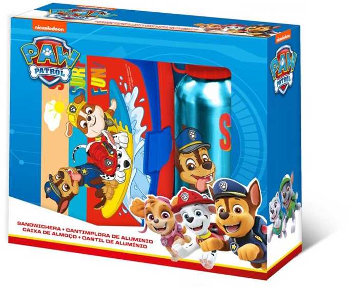 Kids Euroswan - Akcesoria licencyjne Aliuminio vandens butelis + Paw Patrol priešpiečių dėžutė