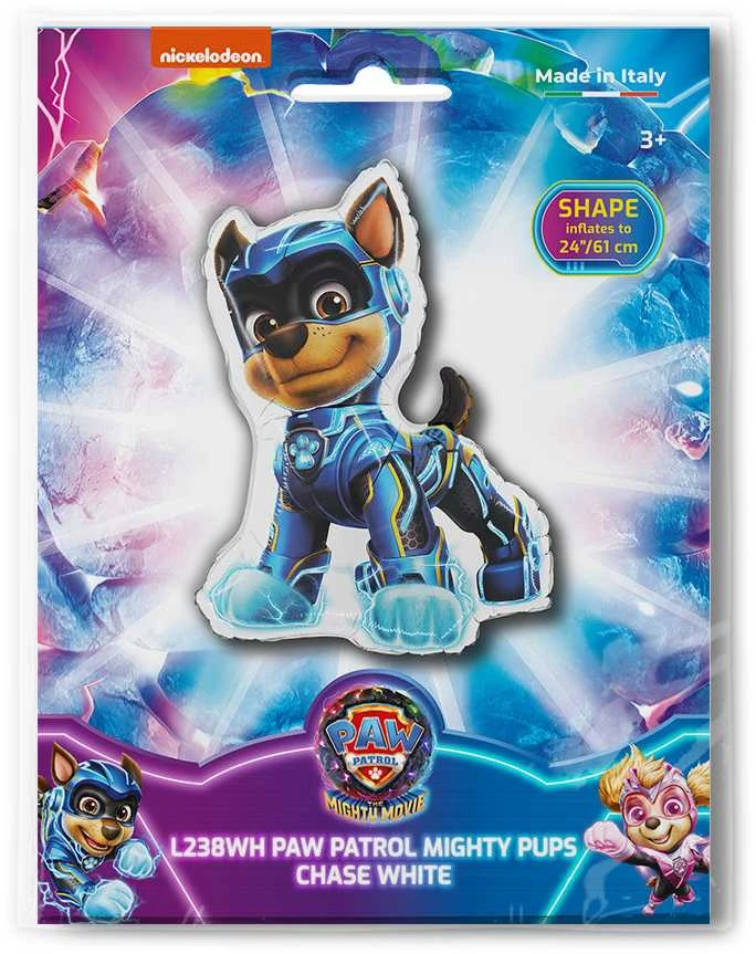 Paw Patrol Chase baltas folijos balionas 61 cm