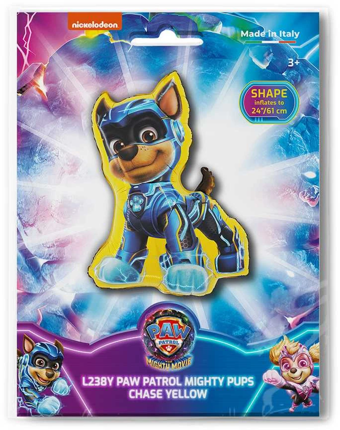 Paw Patrol Chase geltonas folijos balionas 61 cm