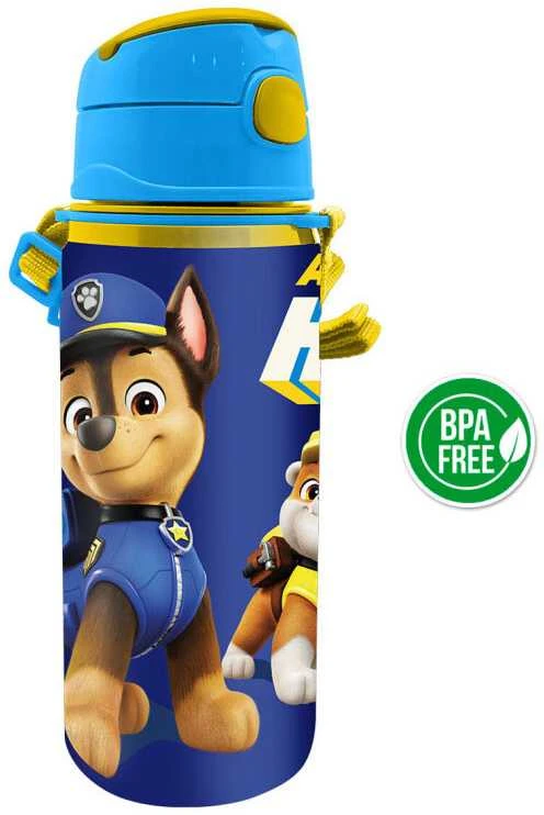 Kids Euroswan Hiszpania Kids Euroswan Vaikiškas aliumininis buteliukas su kandikliu „Euroswan“, 600 ml, „Paw Patrol“, „Paw Patrol“, „Chase Marshall“ / Pw1994