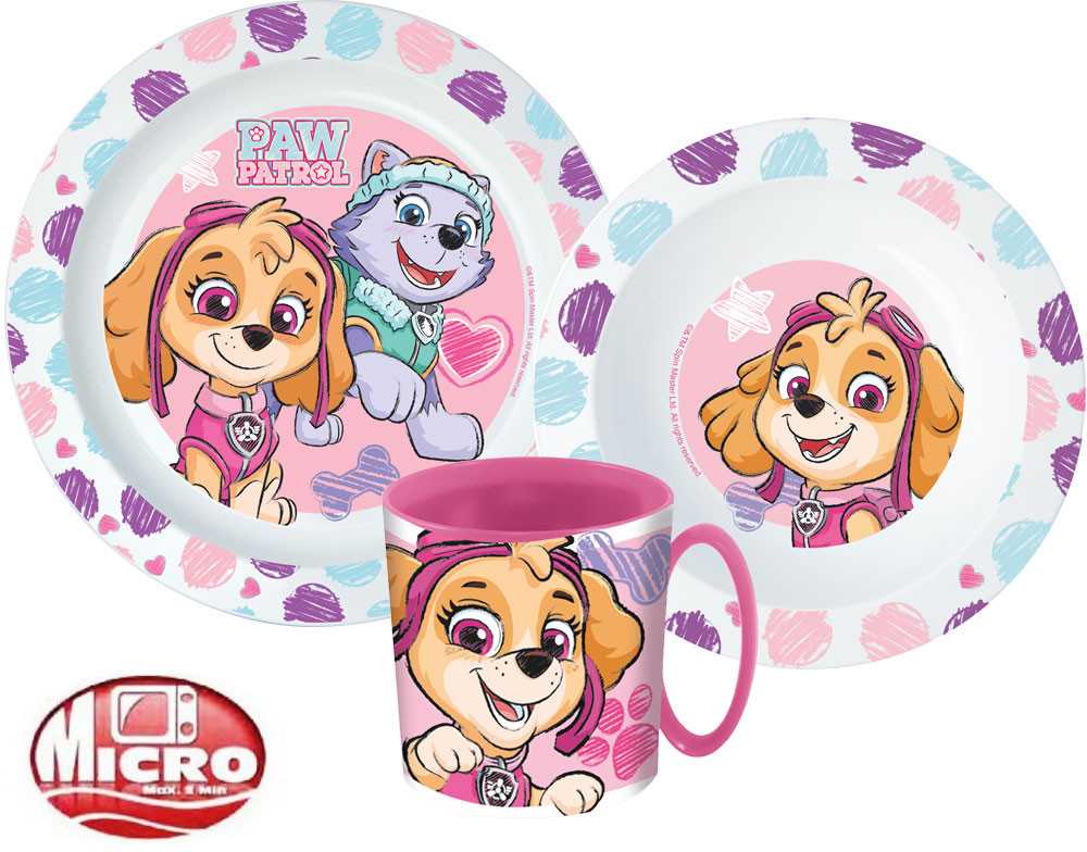 „Paw Patrol“ eskizų vakarienės rinkinys, mikroplastiko, su 350 ml puodeliu