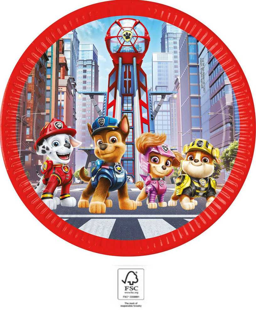 Procos GoDan Popierinės lėkštės Paw Patrol The Movie Nickelodeon naujos kartos, 23cm, 8 vnt. be plastiko