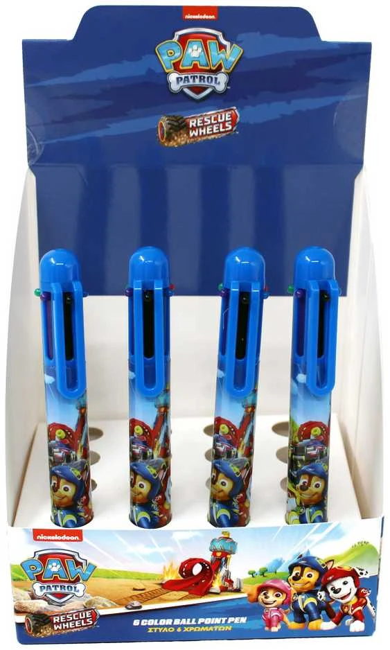 Paw Patrol gelbėjimo ratukai 6 spalvų rašiklis