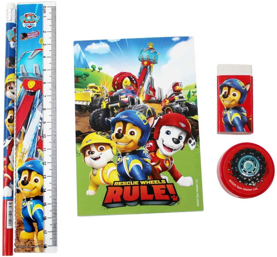 „Paw Patrol“ gelbėjimo ratukų 5 dalių kanceliarinių prekių rinkinys