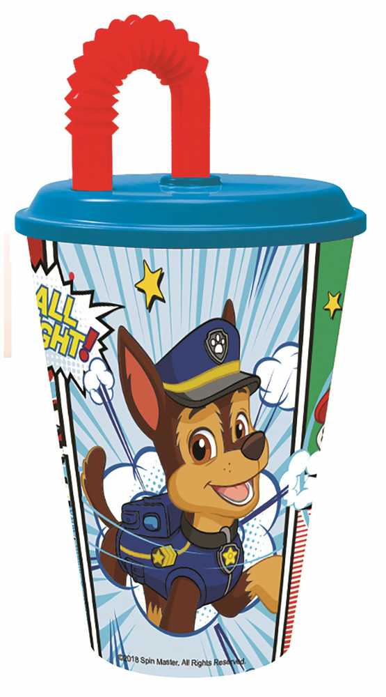Puodelis Paw Patrol su šiaudeliais 430 ml