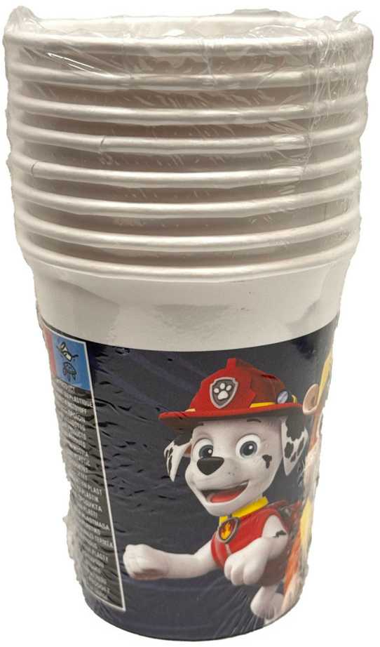 Paw Patrol mėlyni popieriniai puodeliai, 8 vnt., 200 ml, FSC