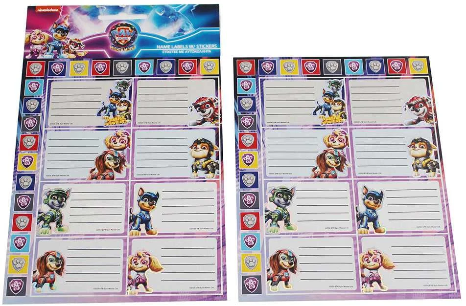„Paw Patrol“ „Power Up“ užrašinės etiketės su lipdukais, 16 vnt.