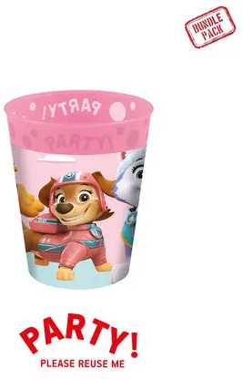 „Paw Patrol“ Skye ir Everest mikro premium plastikinių puodelių rinkinys, 4 vnt., po 250 ml