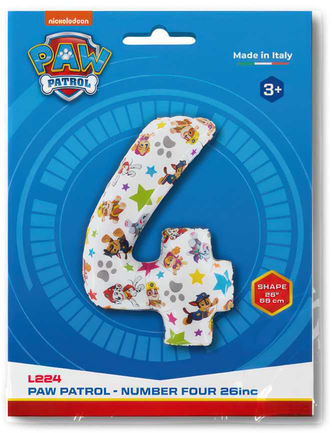 Paw Patrol žvaigždė numeris 4 folijos balionas 66 cm
