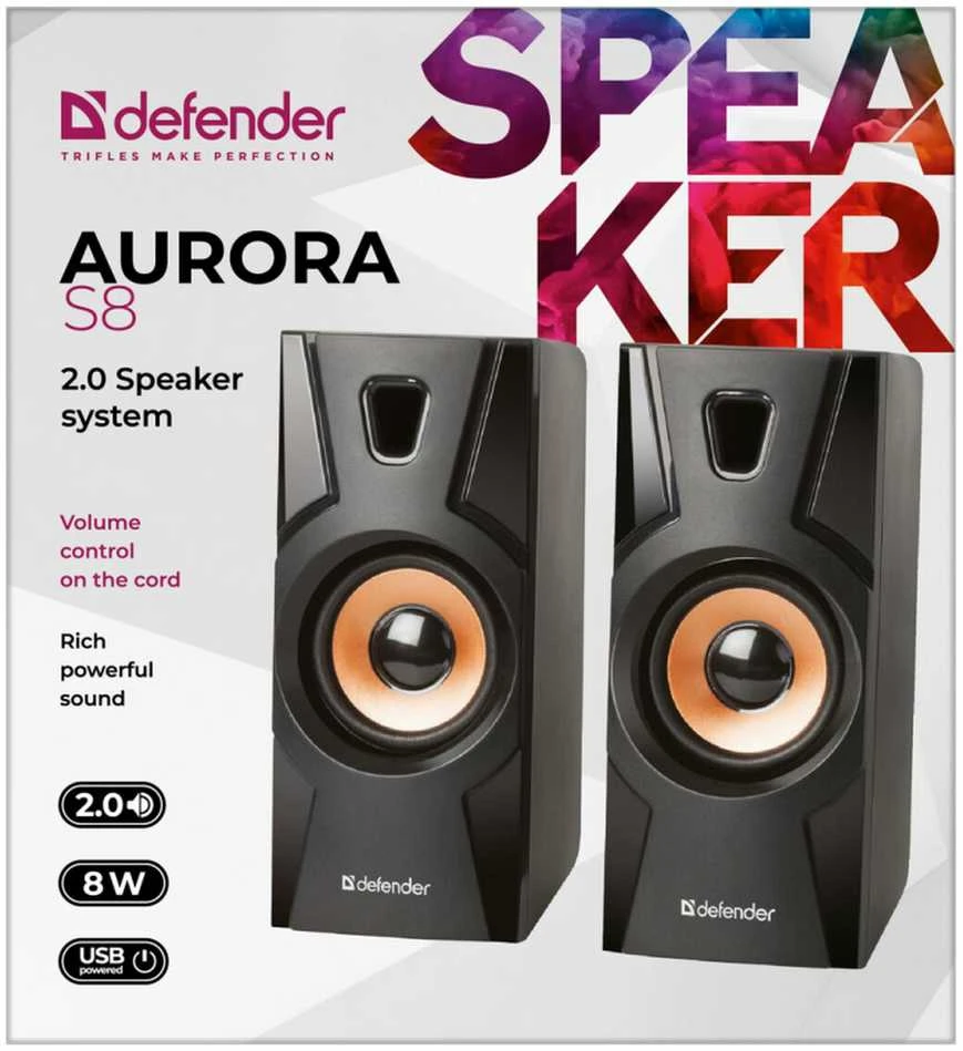 Kompiuterio kolonėlės Garsiakalbiai - Defender Aurora S8 2.0 8W USB