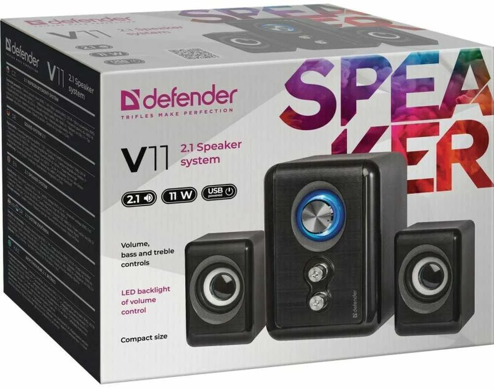 Kompiuterio kolonėlės Garsiakalbiai - Defender V11 2.1 11W USB, Juodi