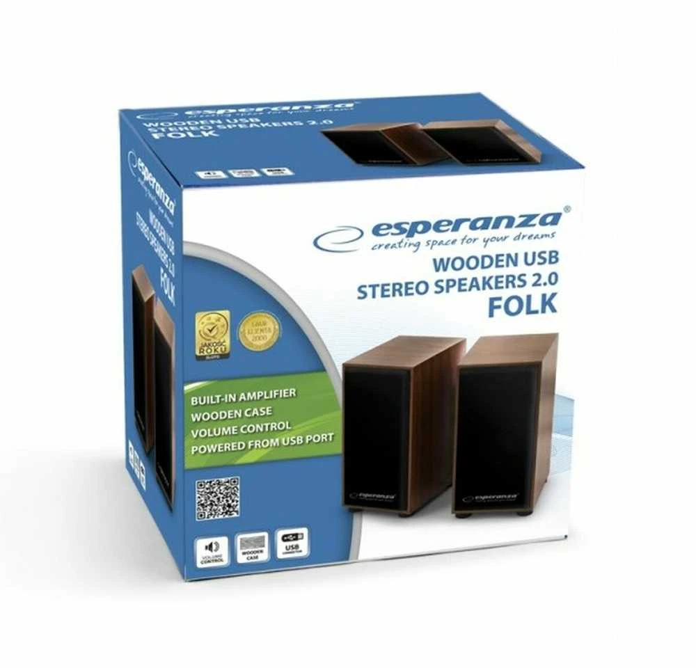 Kompiuterio kolonėlės Esperanza EP122 2.0 liaudies kolonėlės, maitinamos iš USB