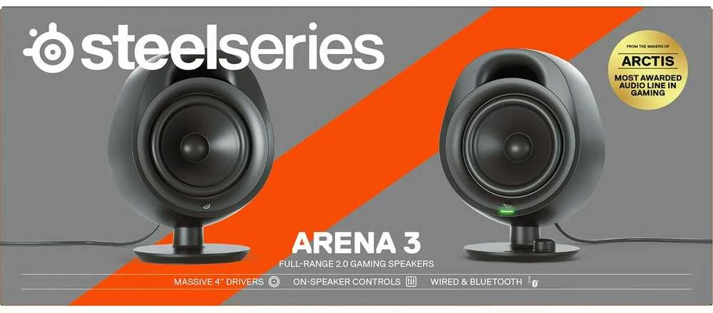 Kompiuterio kolonėlės SteelSeries Arena 3, Juodos spalvos