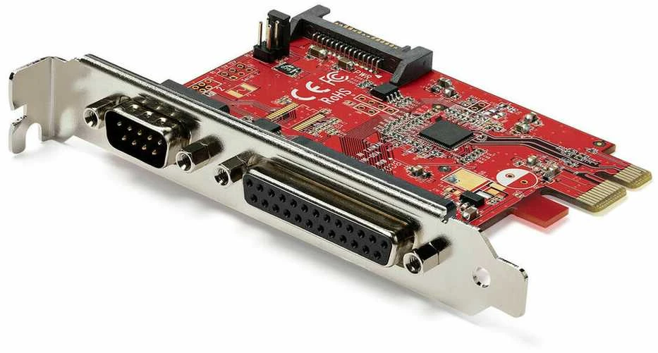 „StarTech“ tinklo plokštė PCIe su nuosekliaisiais ir lygiagrečiais prievadais