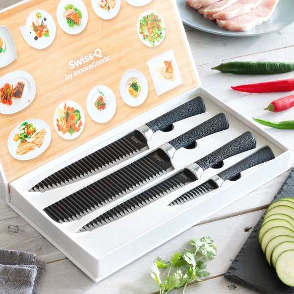 Peilių rinkinys Juodas Shark Swiss·Q Namiutsu InnovaGoods 4 Dalys