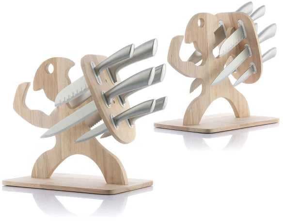 Peilių rinkinys su mediniu stovu Spartan InnovaGoods 7 Dalys