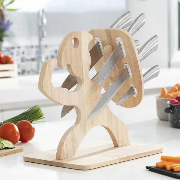 Peilių rinkinys su mediniu stovu Spartan InnovaGoods 7 Dalys
