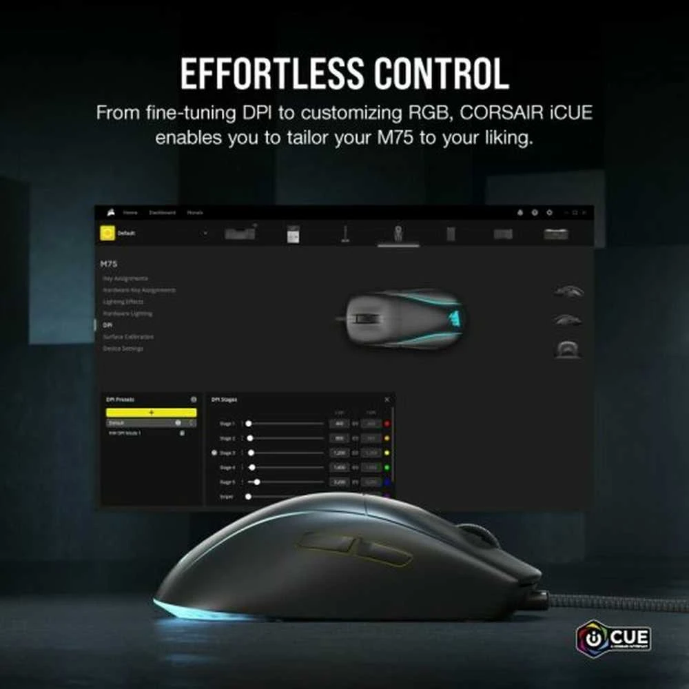 CORSAIR M75 Pelė žaidimams Optinė Juodas