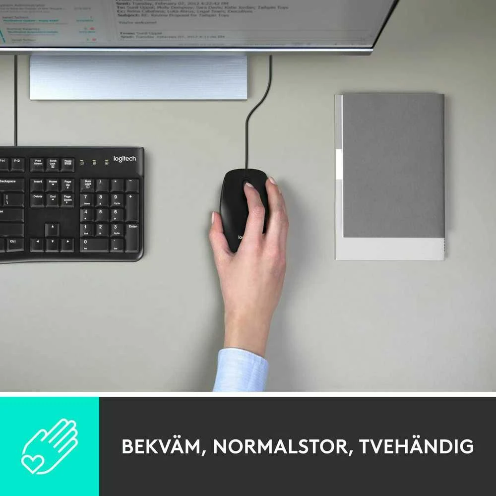 Logitech M100 Laidinė pelė USB-A 1000 DPI, Juoda