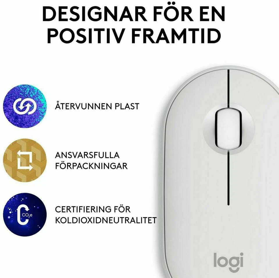 Belaidė pelė Logitech Pebble Mouse 2 M350s, Balta