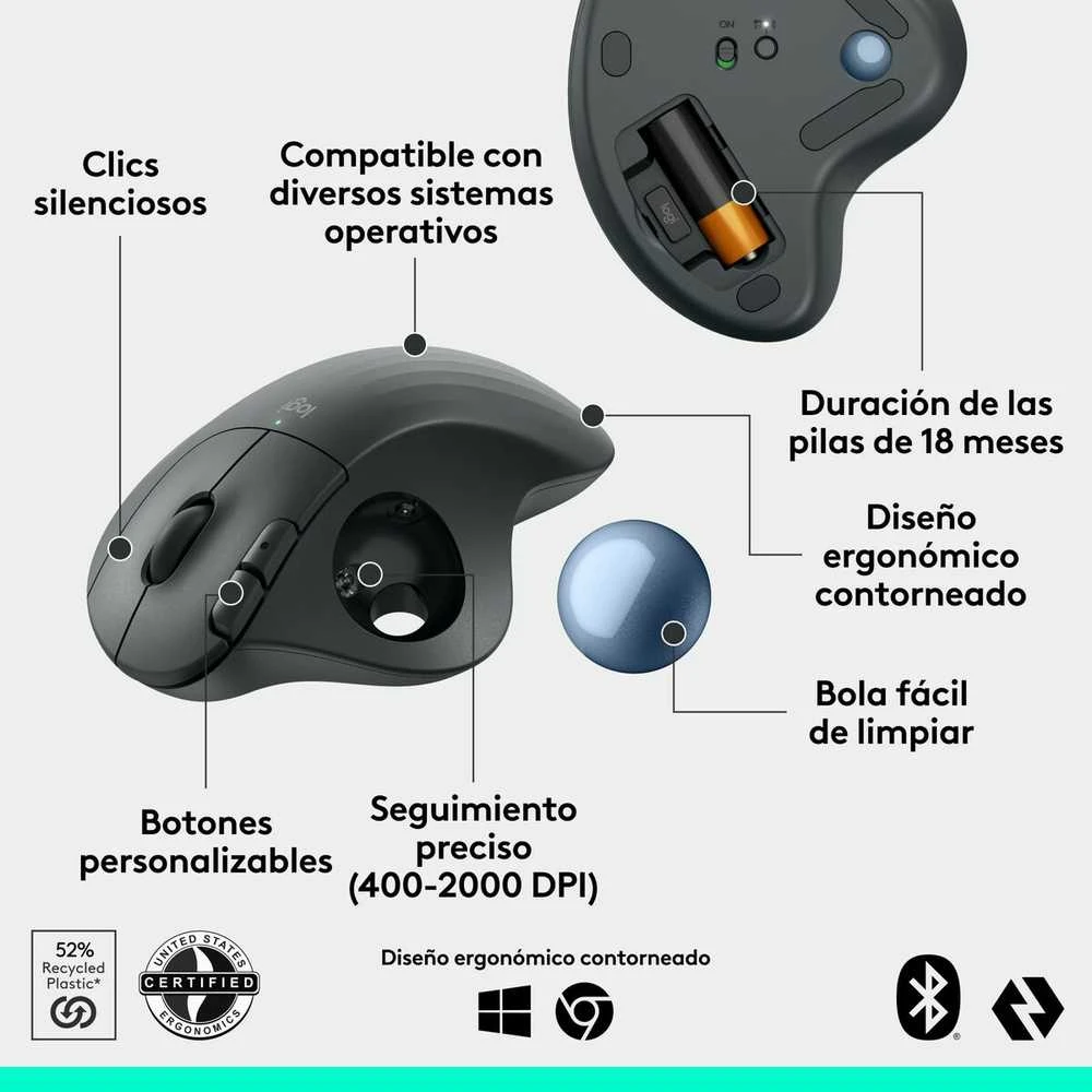 „Logitech M575S“ belaidė rutulinė pelė