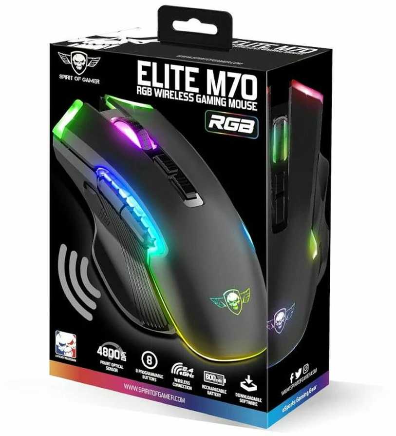 Carruzzo Spirit Of Gamer ELITE M70 RGB Belaidė pelė žaidimams Juodas