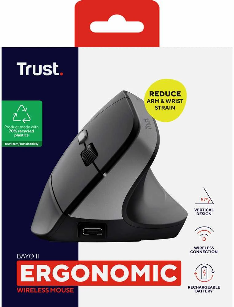 Kompiuterio pelė TRUST BAYO II ERGONOMIC, USB TYPE-C