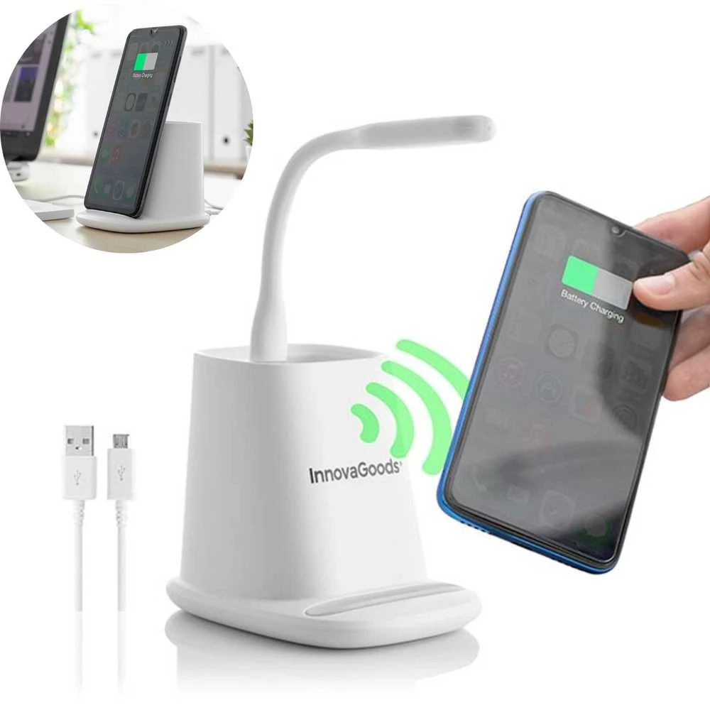 „5 viename“ belaidis įkroviklis su darbastalio organizavimo kilimėliu ir USB LED lempa DesKing InnovaGoods