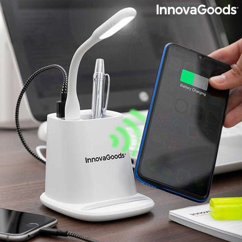 „5 viename“ belaidis įkroviklis su darbastalio organizavimo kilimėliu ir USB LED lempa DesKing InnovaGoods