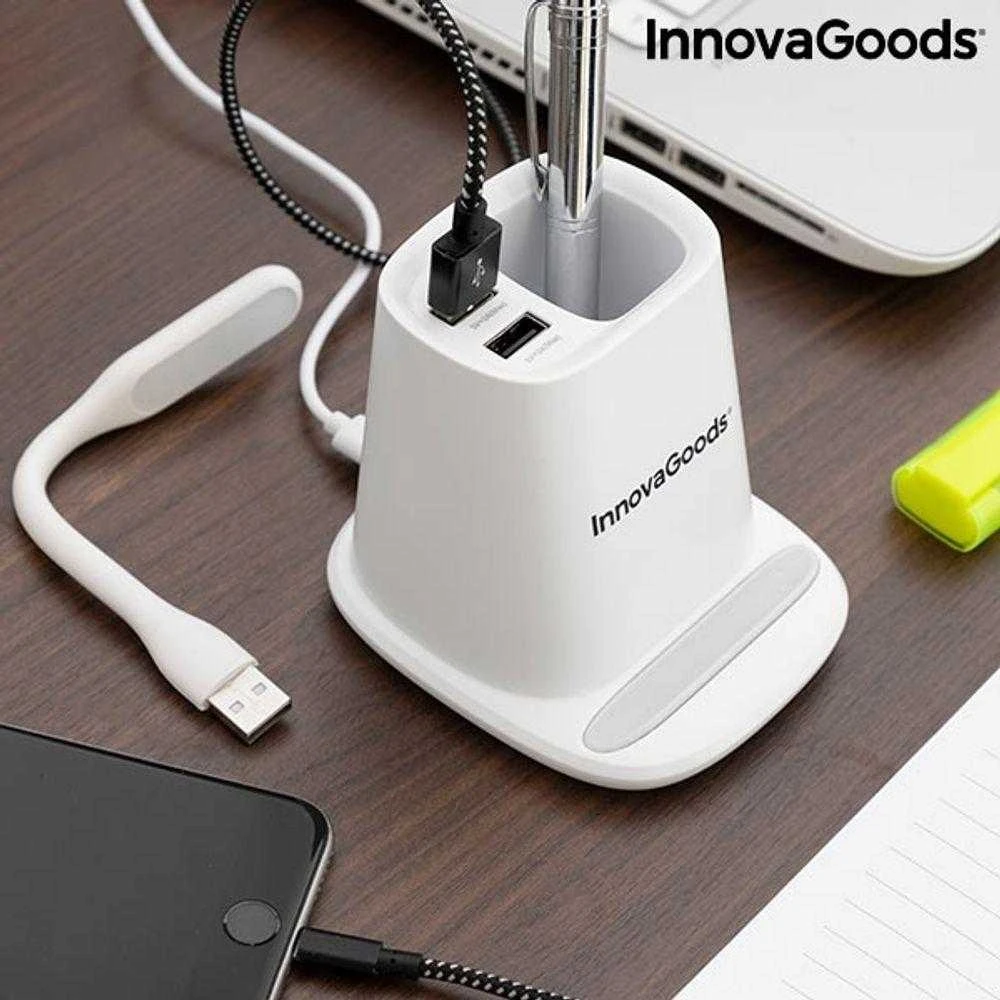 „5 viename“ belaidis įkroviklis su darbastalio organizavimo kilimėliu ir USB LED lempa DesKing InnovaGoods