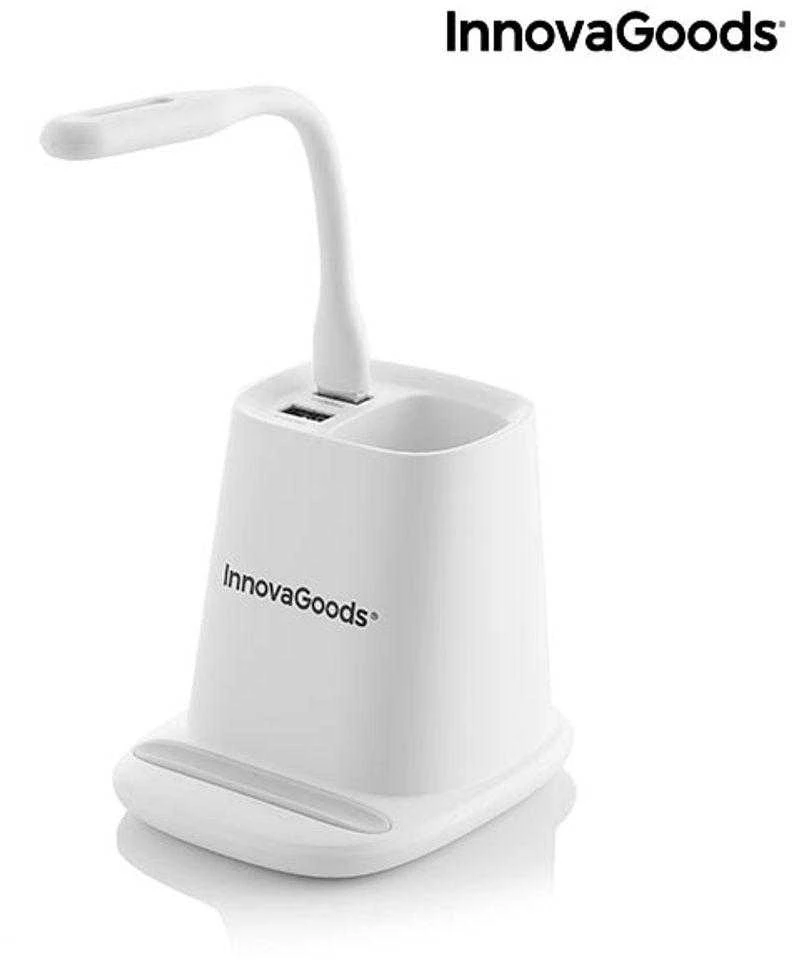 „5 viename“ belaidis įkroviklis su darbastalio organizavimo kilimėliu ir USB LED lempa DesKing InnovaGoods