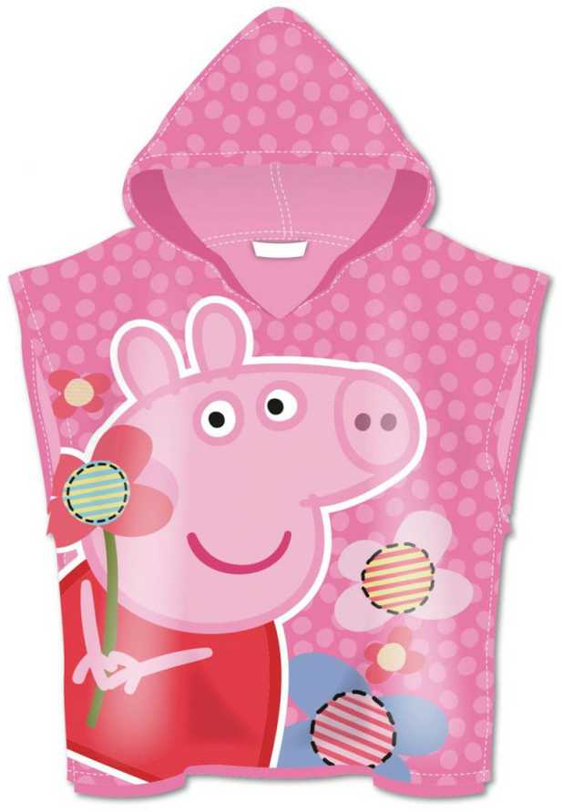 Peppa Pig gėlių paplūdimio rankšluostis pončas 55x110cm (greitai džiūstantis)