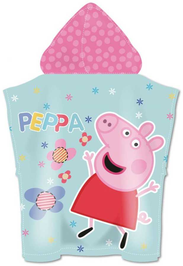 Peppa Pig gėlių paplūdimio rankšluostis pončas 55x110cm (greitai džiūstantis)