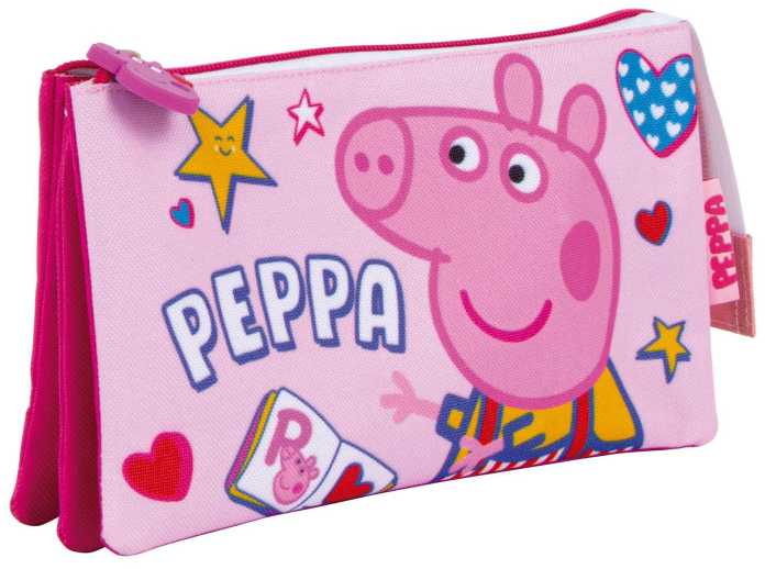 Peppa Pig knygelė su 3 skyriais pieštukų dėklas, 21 cm