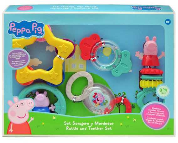Peppa Pig linksmas barškučių ir kramtukų rinkinys, 5 dalys