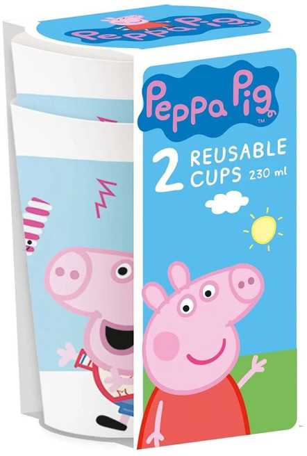 Peppa Pig Messy Play plastikinių puodelių 2 dalių rinkinys, 230 ml