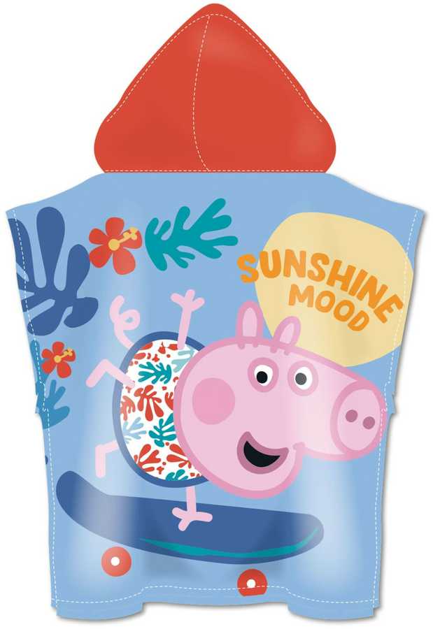 Peppa Pig riedlentės paplūdimio rankšluostis pončas 55x110cm (greitai džiūstantis)