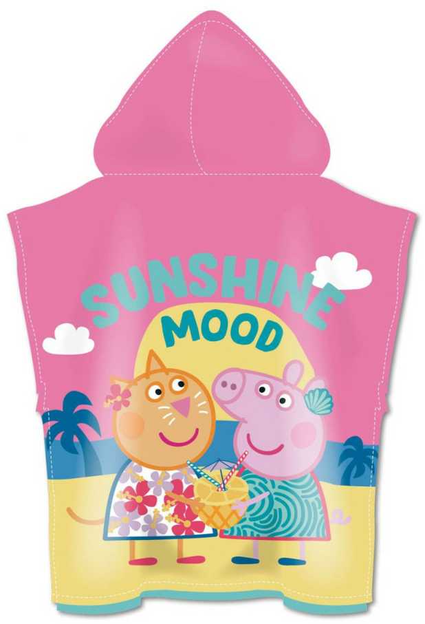 Peppa Pig Sunshine paplūdimio rankšluostis pončas 55x110cm (greitai džiūstantis)